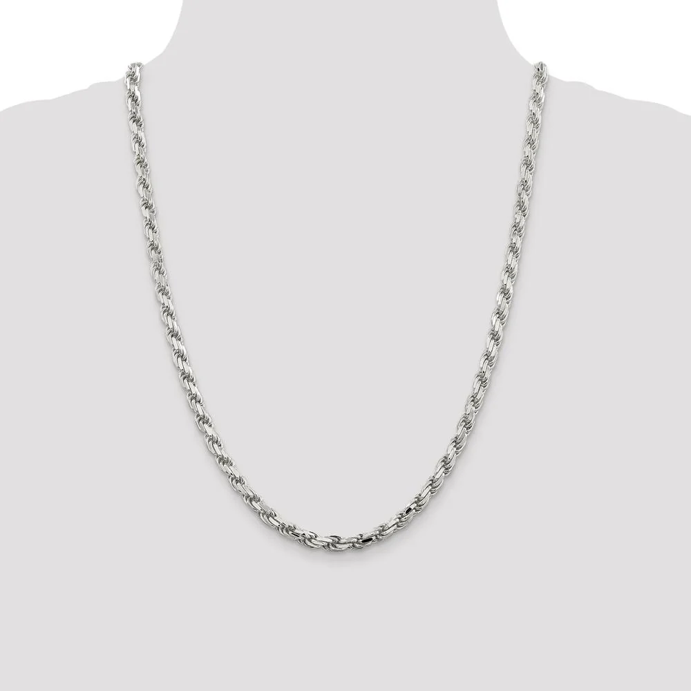 Sterling Silver 24" 5.75mm Diamond-Cut Rope Chain with Lobster Clasp by Lumare Gioia - Image 4