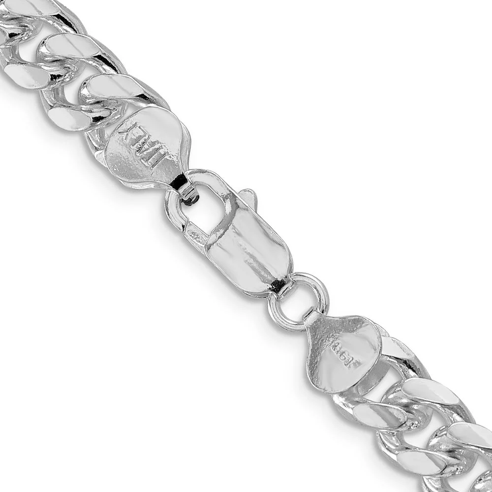Sterling Silver 26" Diamond-Cut Curb Chain with Rhodium Plating - 8.5mm Width by Lumare Gioia - Image 3