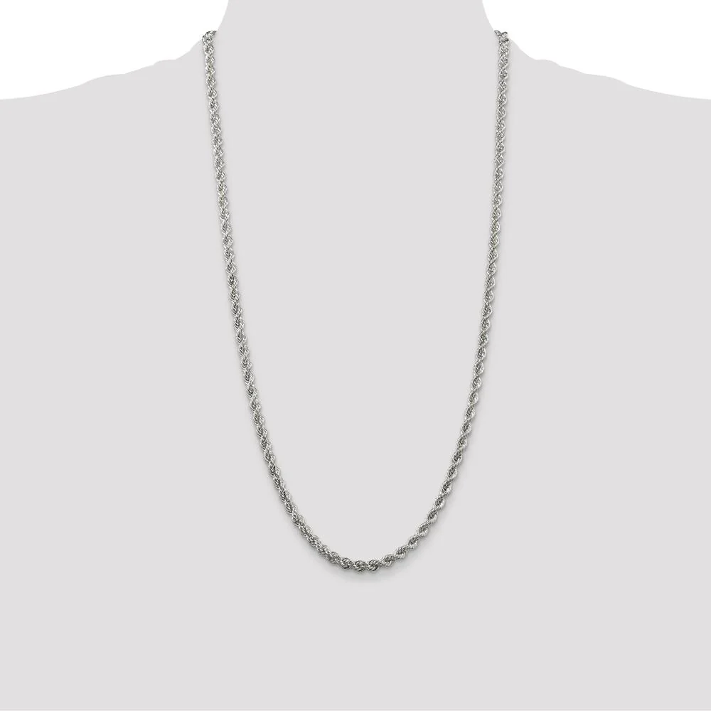 Sterling Silver 28" 4.3mm Solid Rope Chain with Lobster Clasp by Lumare Gioia - Image 4