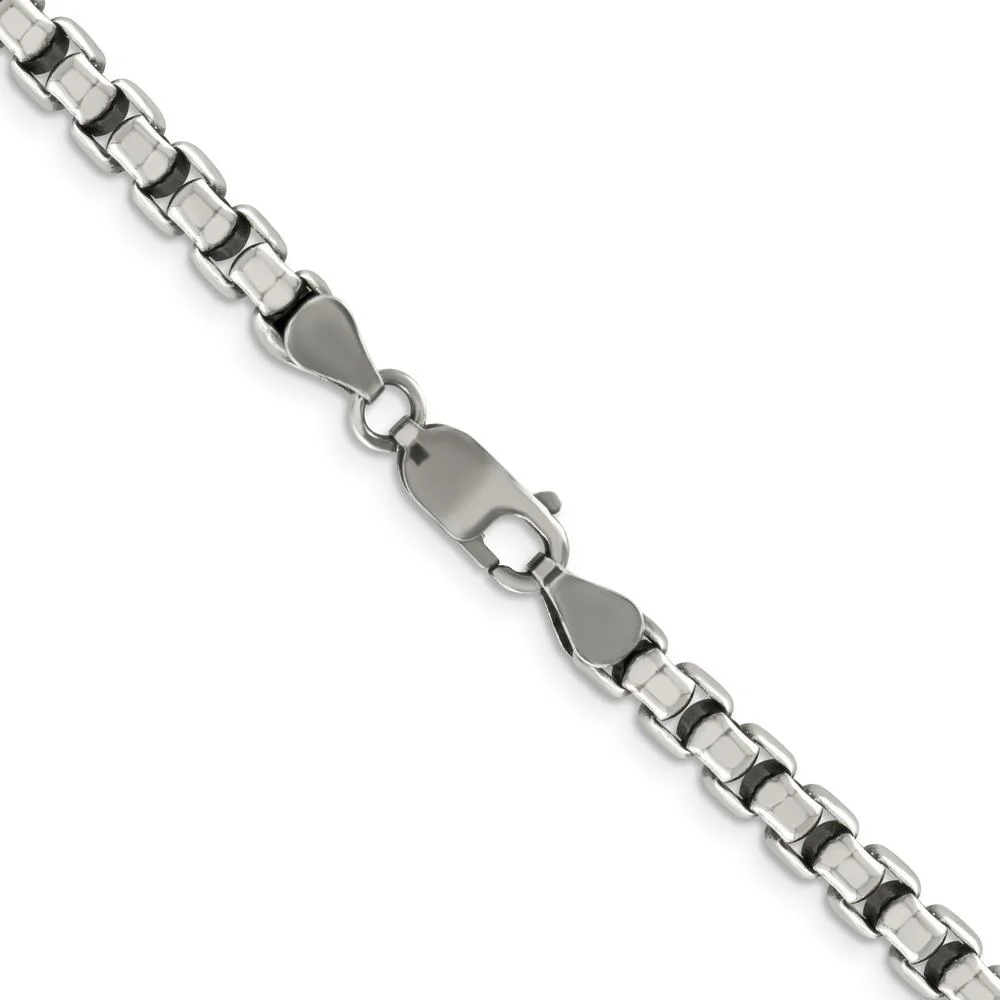 Sterling Silver 30" Antiqued 5.2mm Box Chain Necklace by Lumare Gioia - Image 3