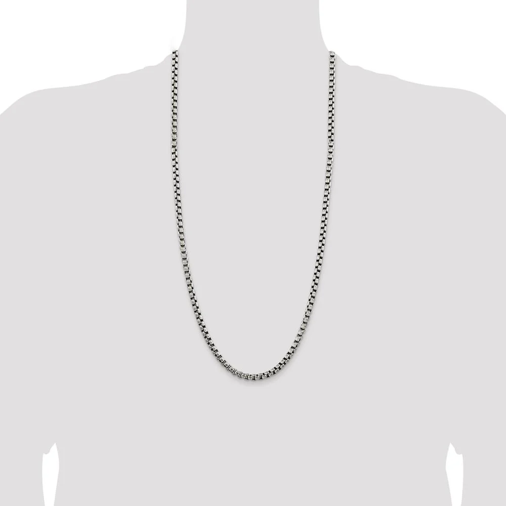 Sterling Silver 30" Antiqued 5.2mm Box Chain Necklace by Lumare Gioia - Image 4