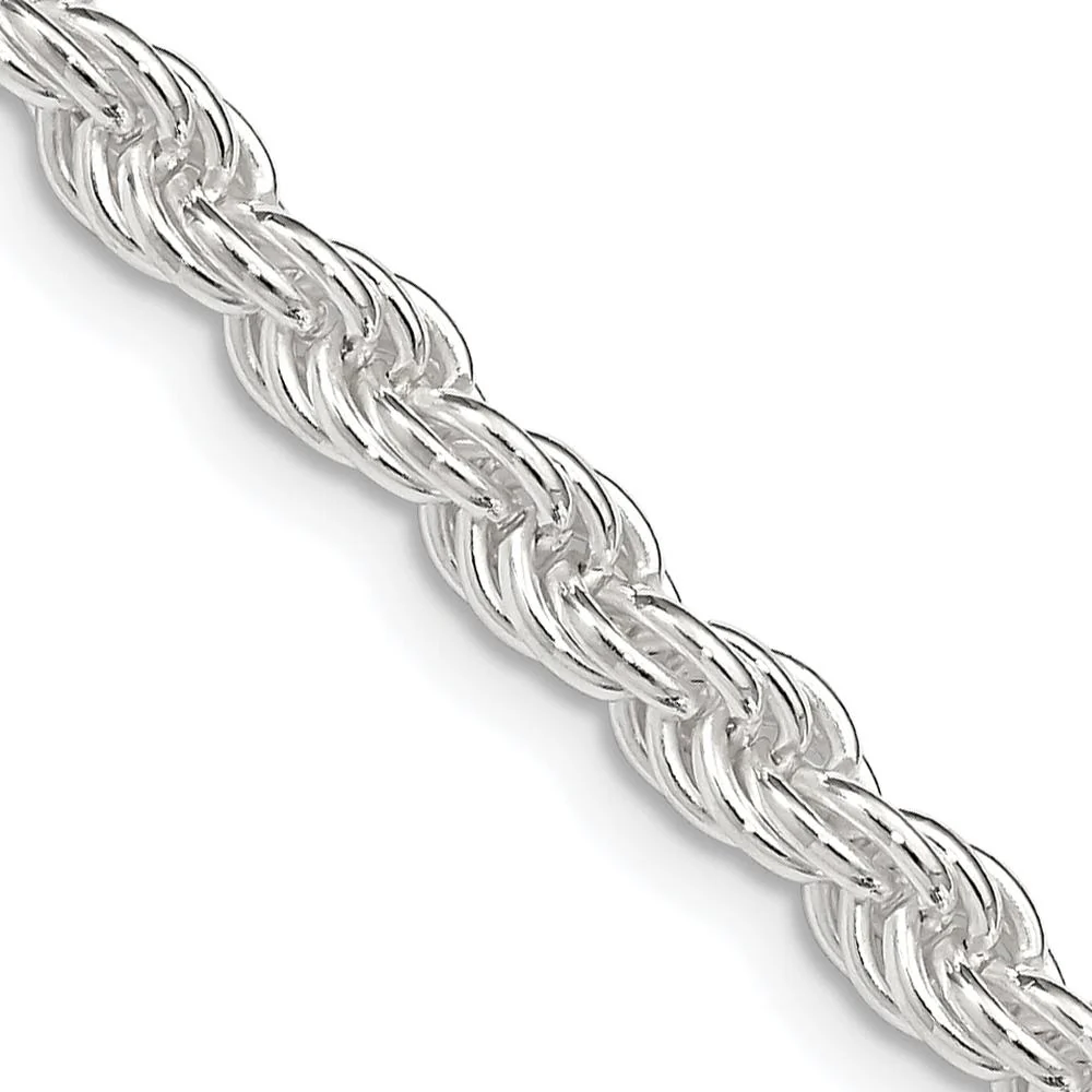 Sterling Silver 4.5mm Solid Rope Chain Necklace - 24", Polished Finish, Lobster Clasp by Lumare Gioia