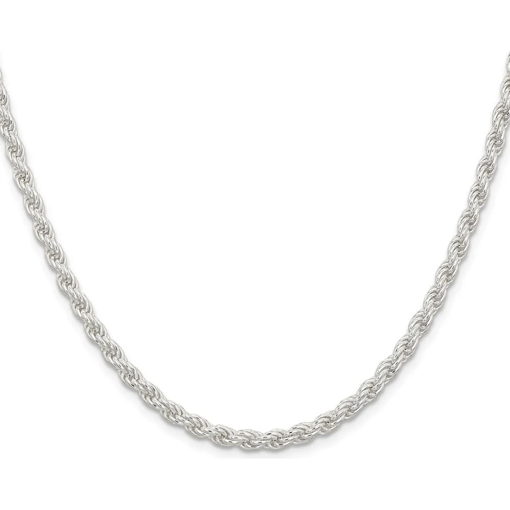 Sterling Silver 4.5mm Solid Rope Chain Necklace - 24", Polished Finish, Lobster Clasp by Lumare Gioia - Image 2