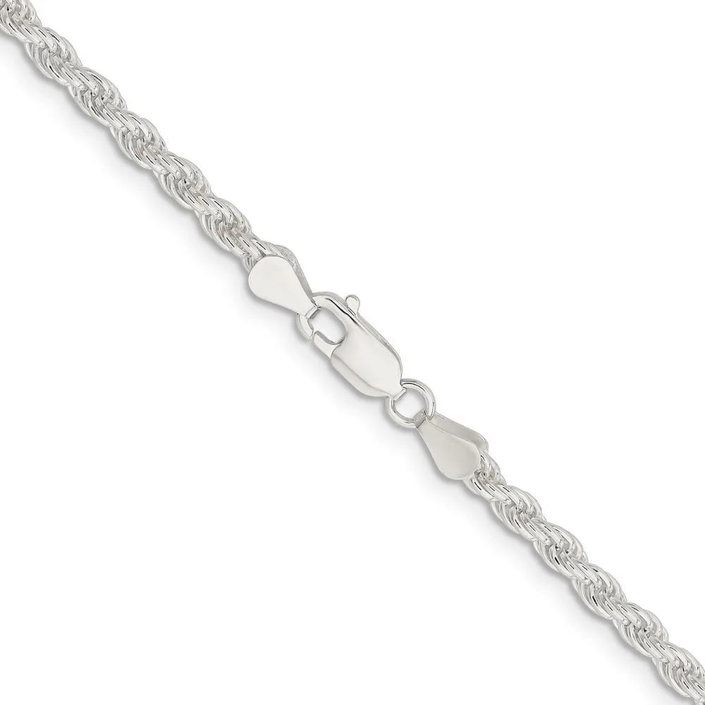 Sterling Silver 4.5mm Solid Rope Chain Necklace - 24", Polished Finish, Lobster Clasp by Lumare Gioia - Image 3
