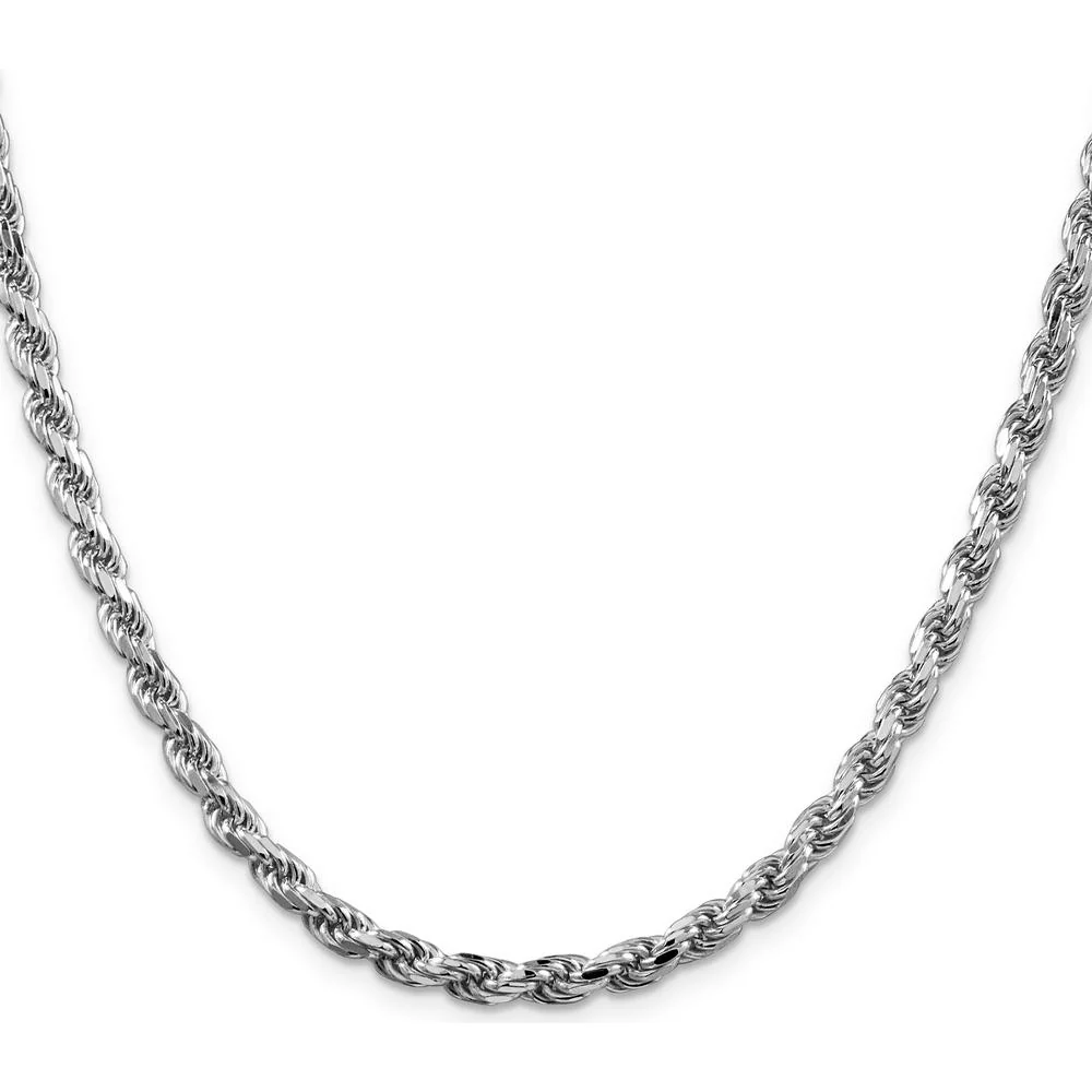Sterling Silver Rhodium-Plated 20" Diamond-Cut Rope Chain - 4.75mm Width by Lumare Gioia - Image 2
