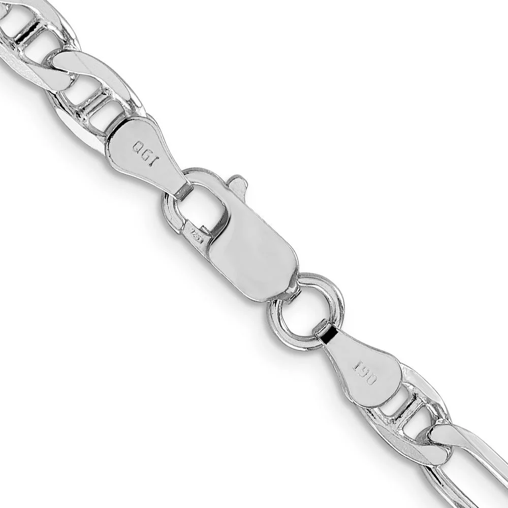 Sterling Silver Rhodium-Plated 22" 5.5mm Figaro Anchor Chain Necklace by Lumare Gioia - Image 3