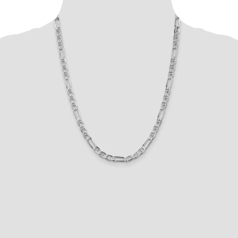 Sterling Silver Rhodium-Plated 22" 5.5mm Figaro Anchor Chain Necklace by Lumare Gioia - Image 4