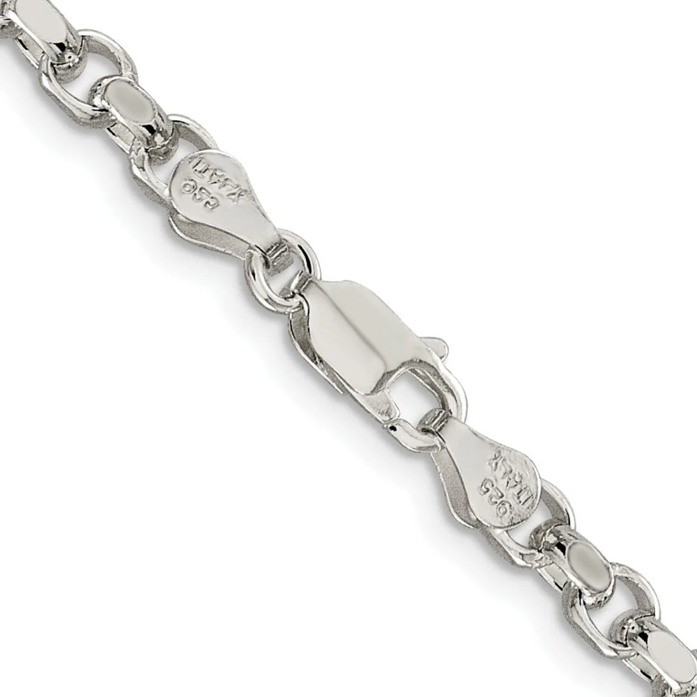 Sterling Silver Rhodium-Plated 24" 4mm Diamond-Cut Rolo Chain Necklace by Lumare Gioia - Image 3