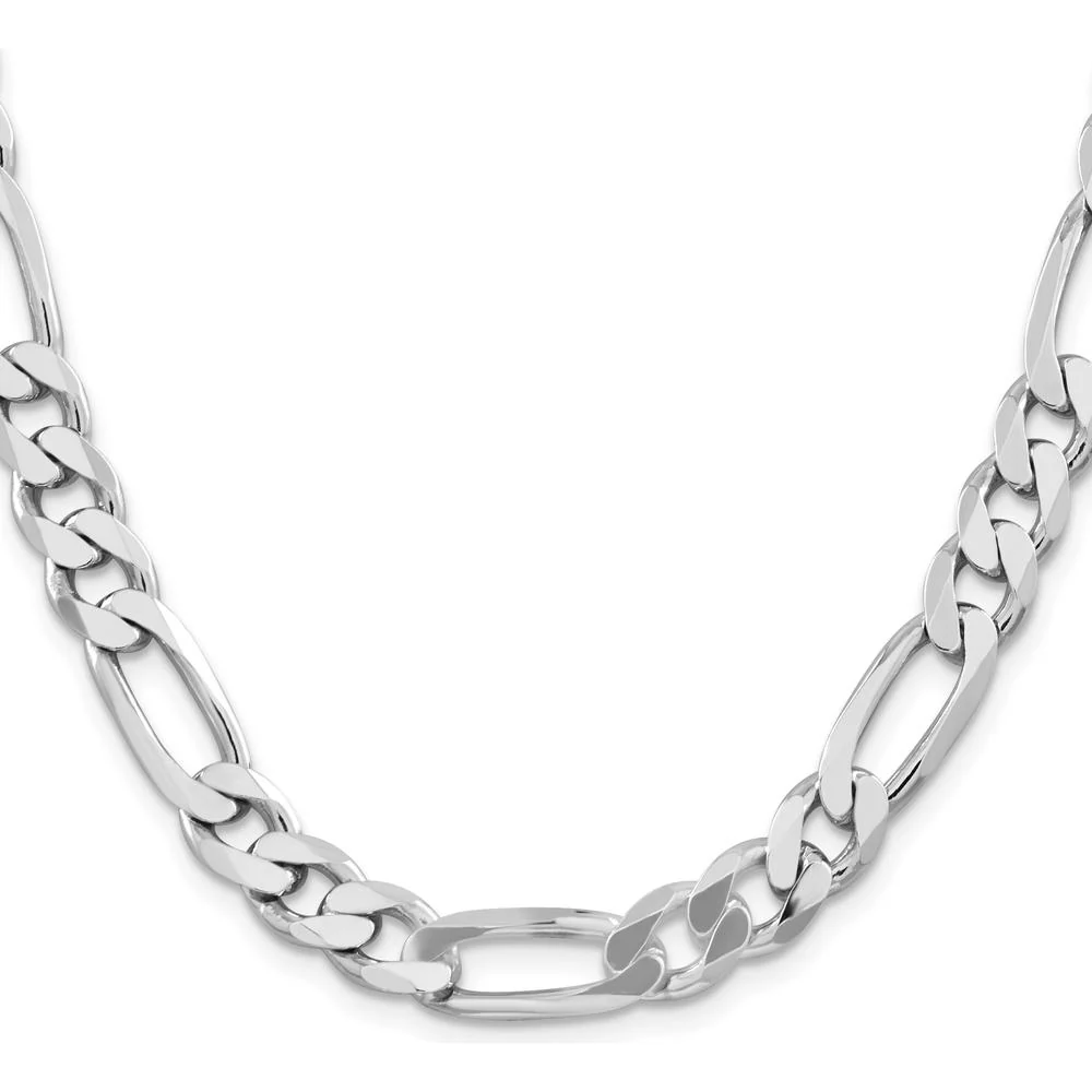 Sterling Silver Rhodium-Plated 24" 9mm Figaro Chain Necklace by Lumare Gioia - Image 2