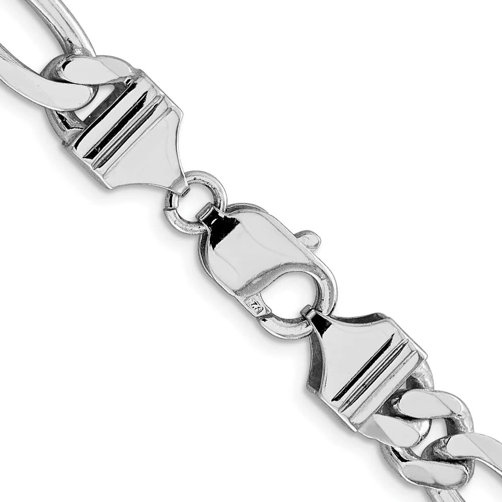 Sterling Silver Rhodium-Plated 24" 9mm Figaro Chain Necklace by Lumare Gioia - Image 3