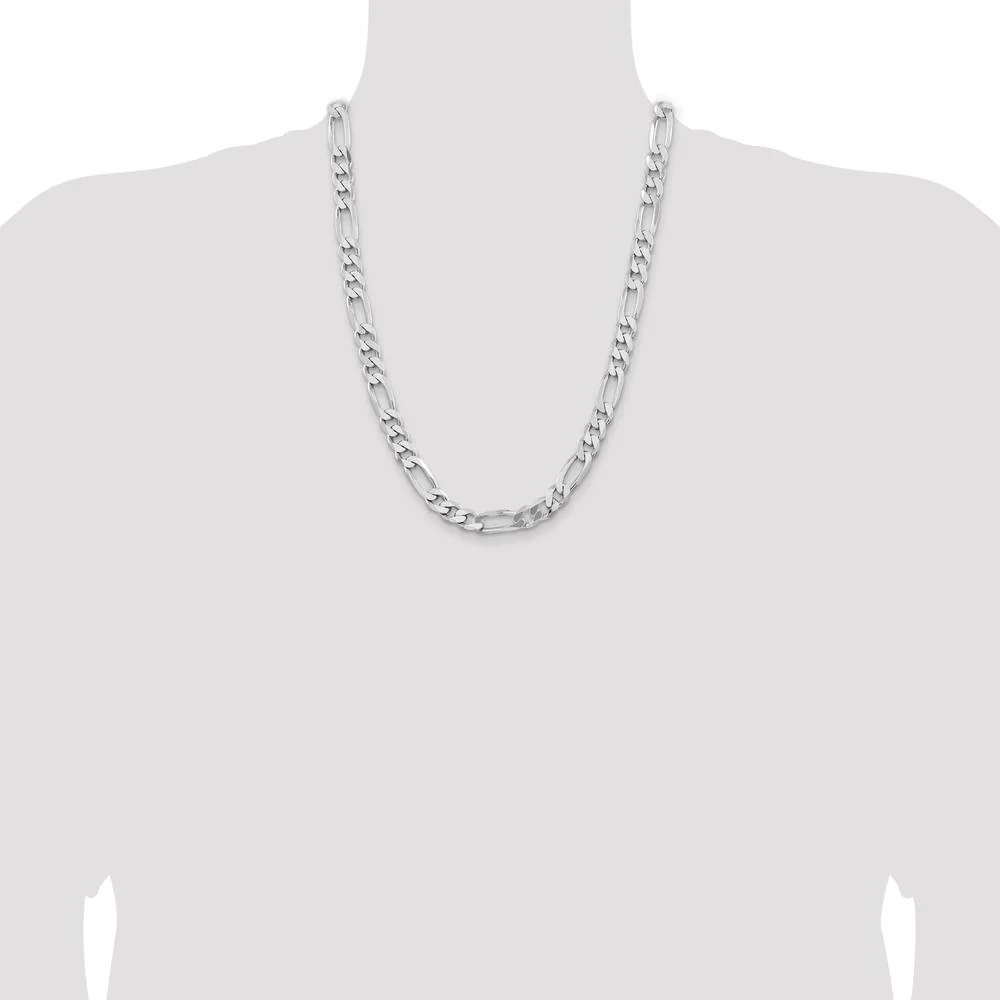 Sterling Silver Rhodium-Plated 24" 9mm Figaro Chain Necklace by Lumare Gioia - Image 4