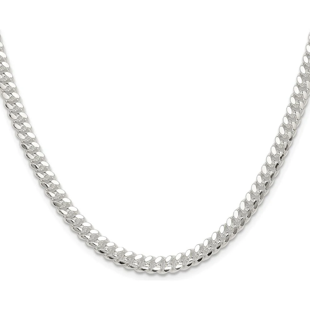 Sterling Silver Rhodium-Plated 24" Domed Curb Chain Necklace - 5.7mm Width by Lumare Gioia - Image 2