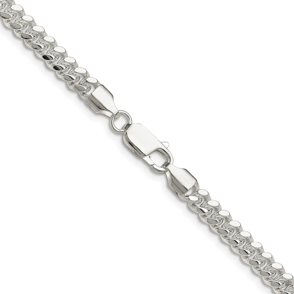 Sterling Silver Rhodium-Plated 24" Domed Curb Chain Necklace - 5.7mm Width by Lumare Gioia - Image 3