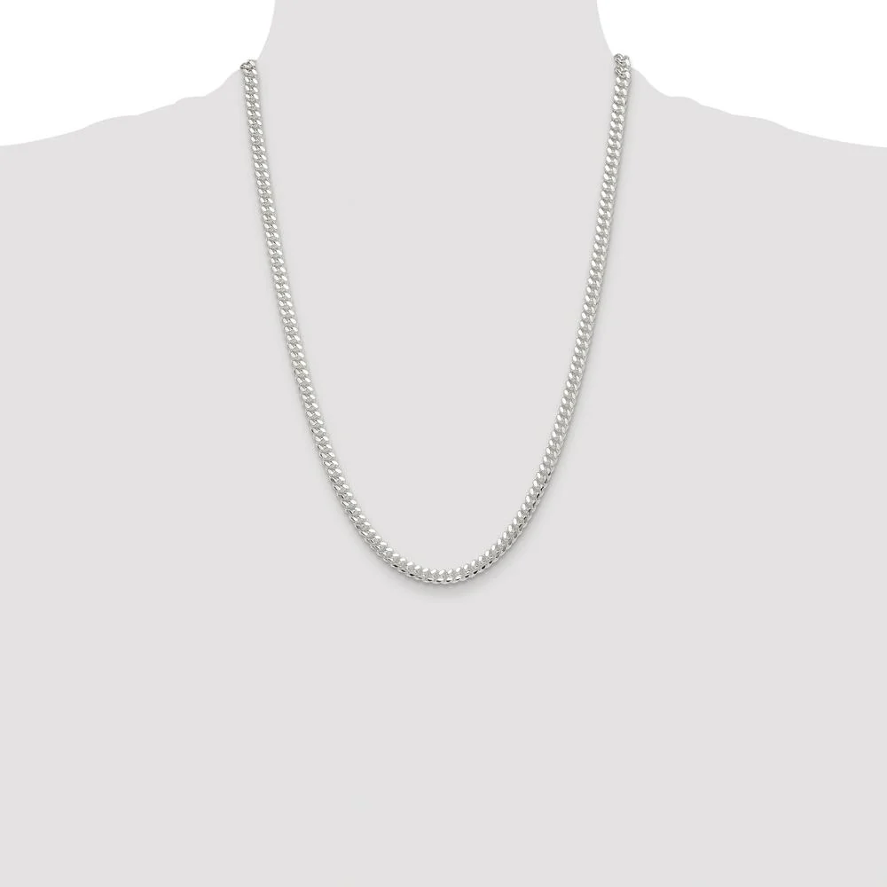 Sterling Silver Rhodium-Plated 24" Domed Curb Chain Necklace - 5.7mm Width by Lumare Gioia - Image 4