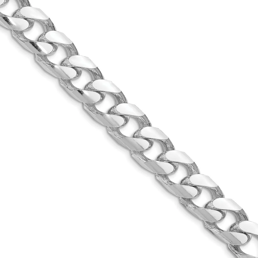 Sterling Silver Rhodium-Plated 24" Domed Curb Chain Necklace with Diamond-Cut Detail by Lumare Gioia