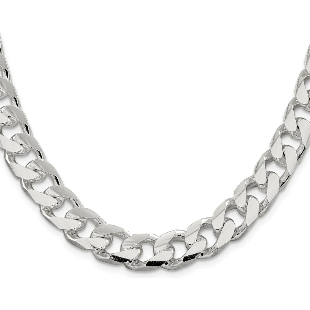 Sterling Silver Rhodium-Plated 24" Domed Curb Chain Necklace with Diamond-Cut Detail by Lumare Gioia - Image 2