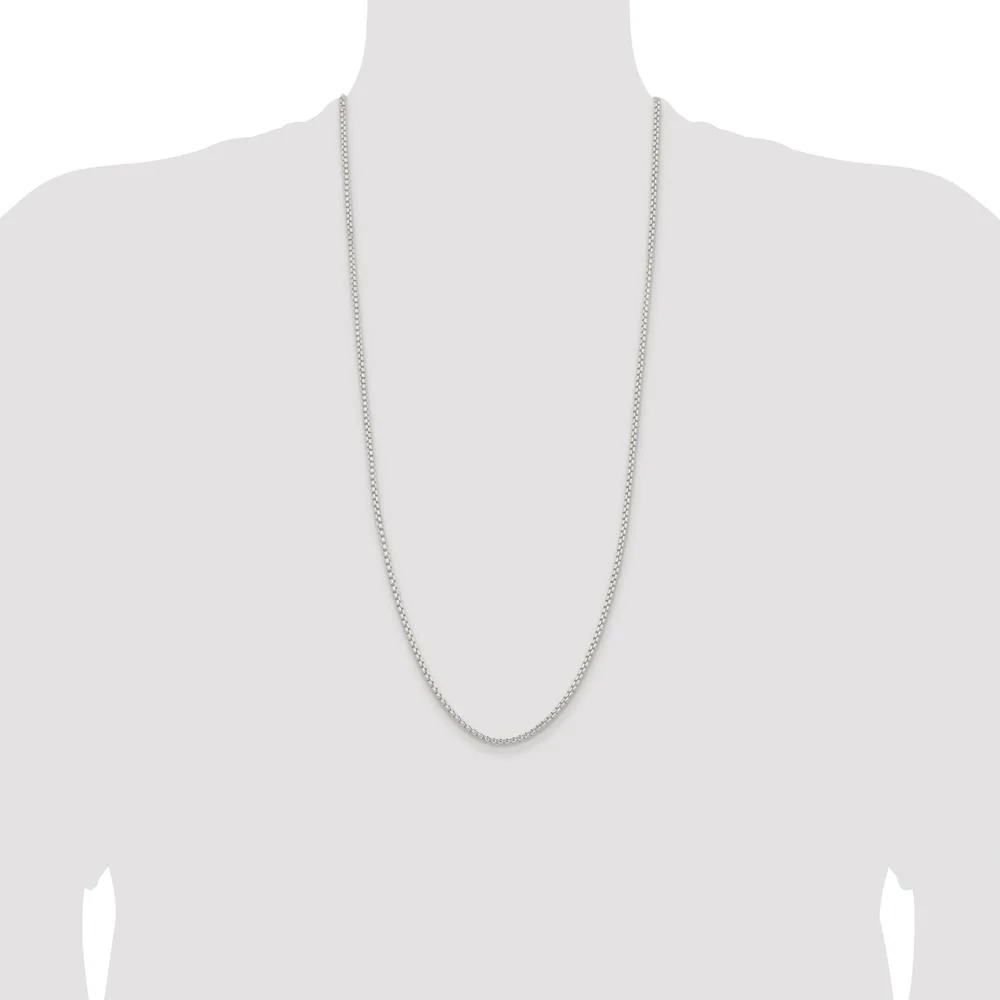 Sterling Silver Rhodium-Plated 30" Box Chain Necklace - Polished Finish by Lumare Gioia - Image 4