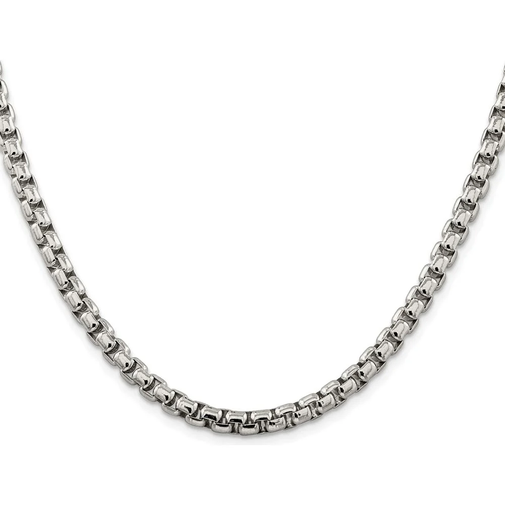 Sterling Silver Rhodium-Plated 5.2mm Round Box Chain Necklace - 20" by Lumare Gioia - Image 2