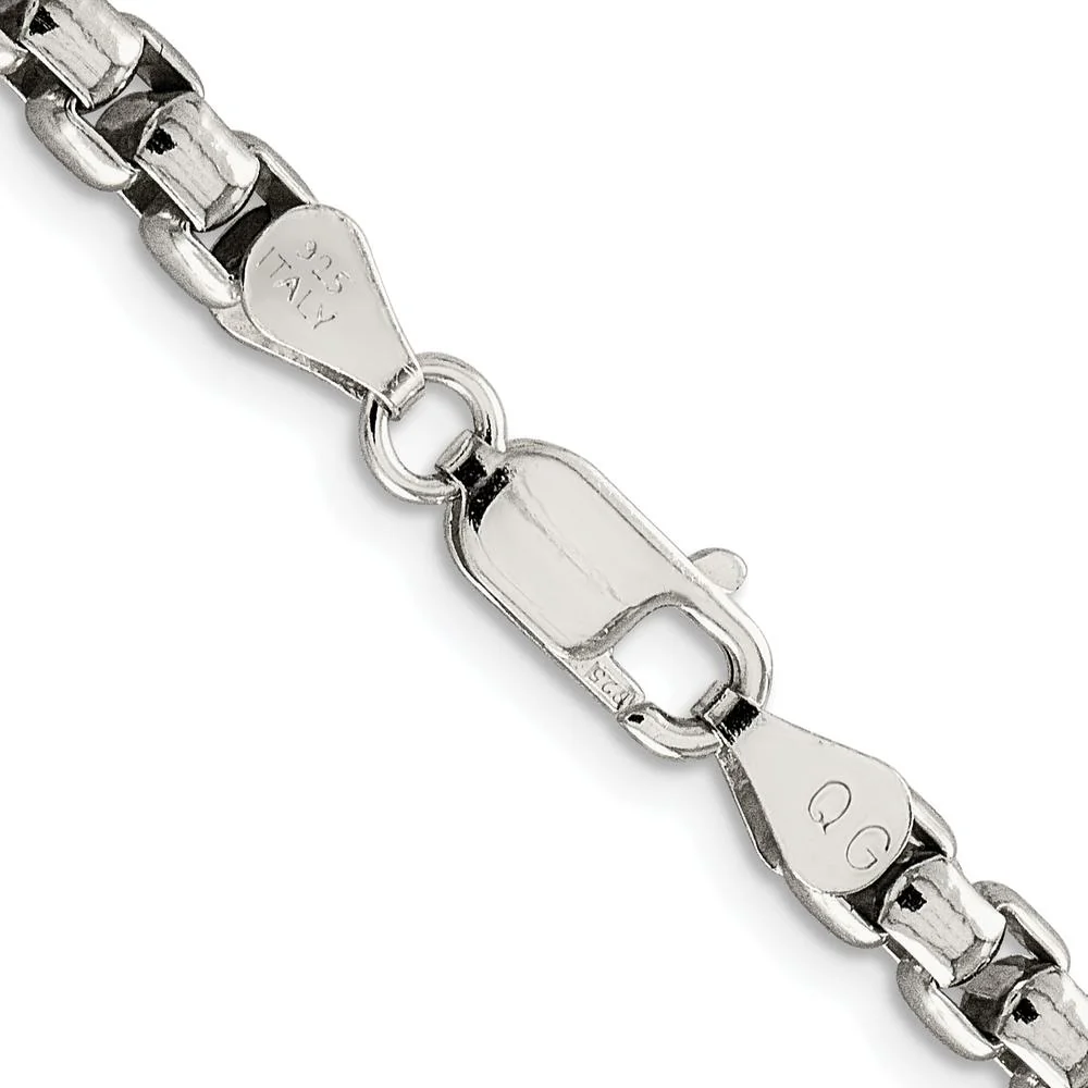 Sterling Silver Rhodium-Plated 5.2mm Round Box Chain Necklace - 20" by Lumare Gioia - Image 3