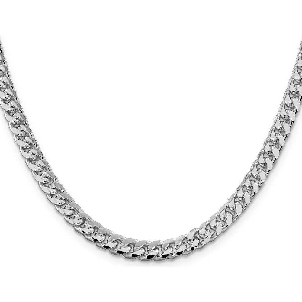 Sterling Silver Rhodium-Plated 6mm Domed Curb Chain Necklace - 26" by Lumare Gioia - Image 2