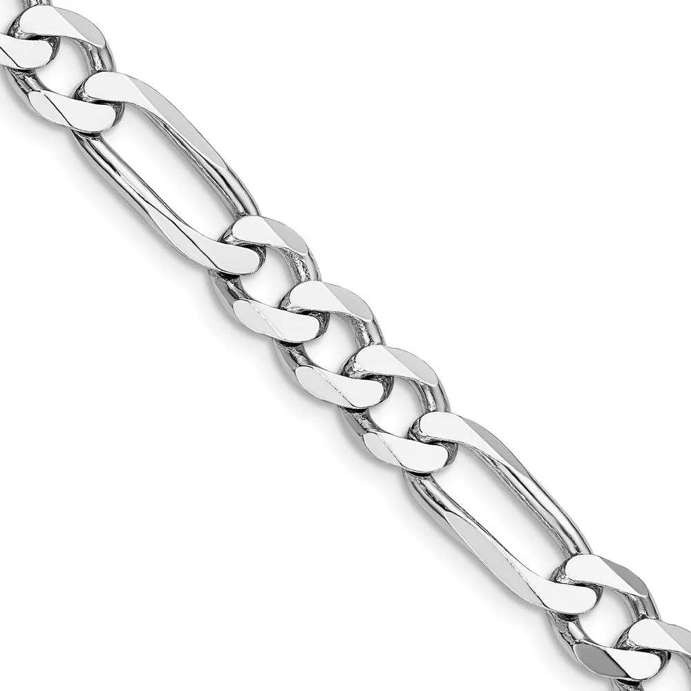Sterling Silver Rhodium-Plated 7.5mm Figaro Chain - 26" by Lumare Gioia