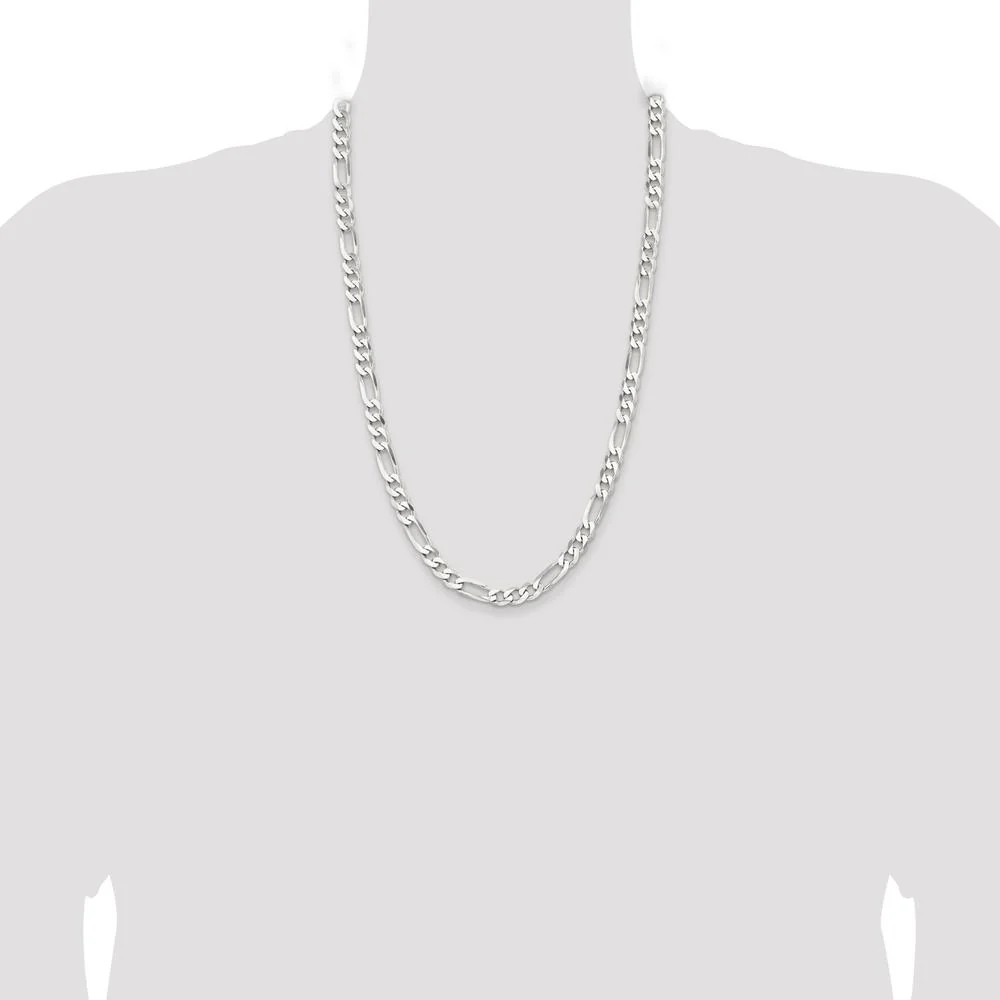 Sterling Silver Rhodium-Plated 7.5mm Figaro Chain - 26" by Lumare Gioia - Image 4