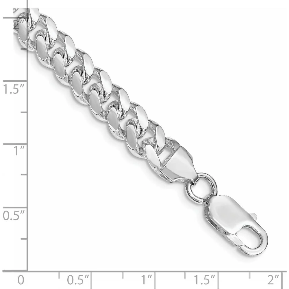 Sterling Silver Rhodium-Plated 8" Polished Domed Curb Chain Bracelet by Lumare Gioia - Image 3