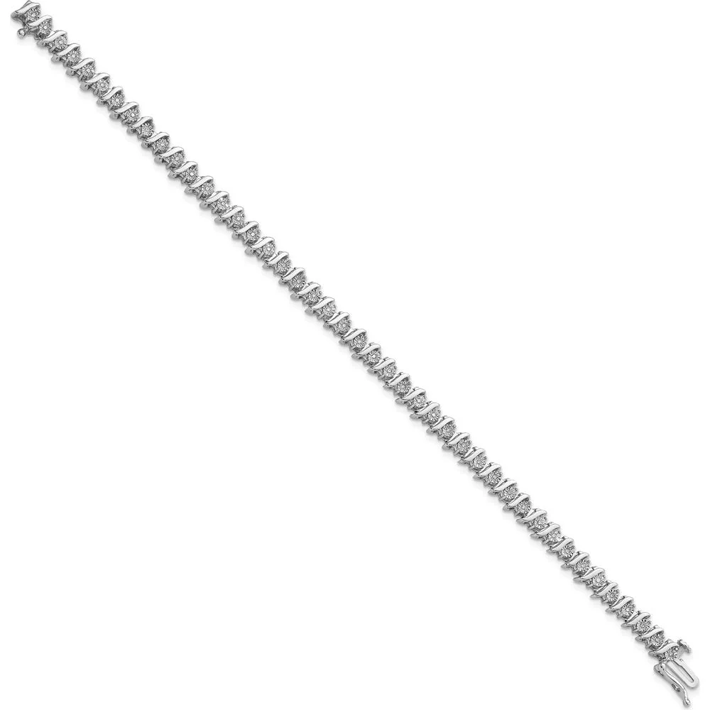 Sterling Silver Rhodium-Plated Diamond Bracelet with 44 Round Diamonds - 0.24 Carat Total Diamond Weight by Lumare Gioia - Image 2