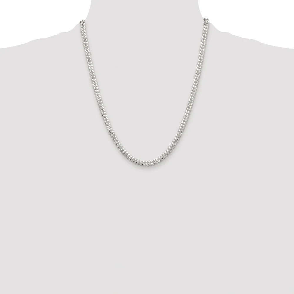 Sterling Silver Rhodium-Plated Polished 22" Domed Curb Chain Necklace - 5.7mm Width by Lumare Gioia - Image 4