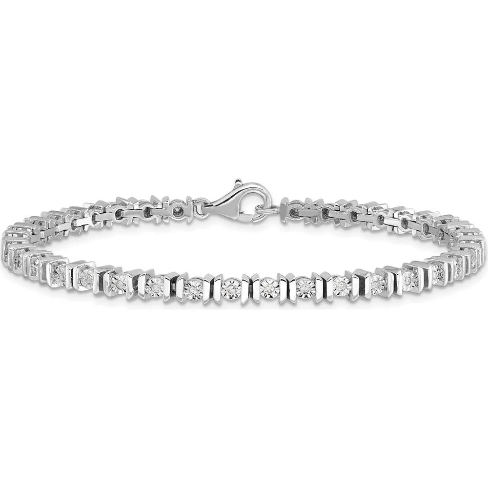 Sterling Silver Rhodium-Plated Tennis Bracelet with Diamonds - 0.50 Carat Total Diamond Weight by Lumare Gioia - Image 4