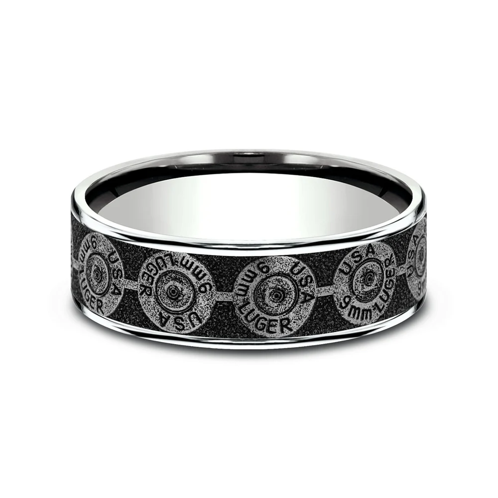 The 9Mm Men's Wedding Band in 14K White Gold and Grey/Black Titanium - 7.5mm Width by Brook and Branch - Image 3