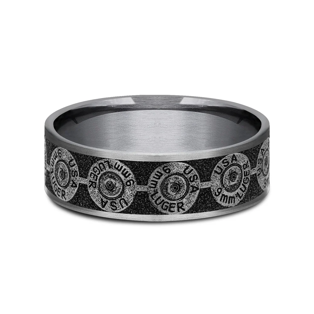The 9Mm Men's Wedding Band in Grey Tantalum and Grey/Black Titanium - 7.5mm Width by Brook and Branch - Image 3