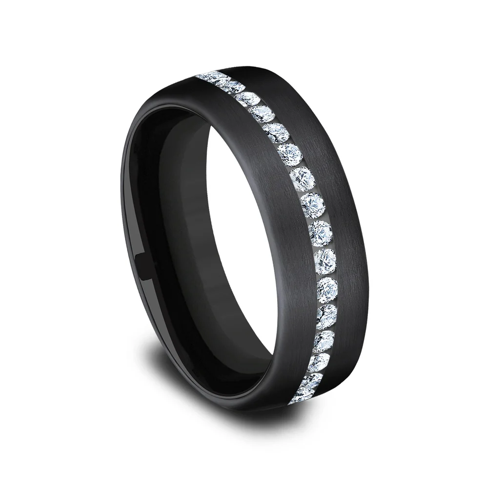 The Abe Men's Wedding Band in Black Titanium - 6.5mm Width by Forge - Image 2