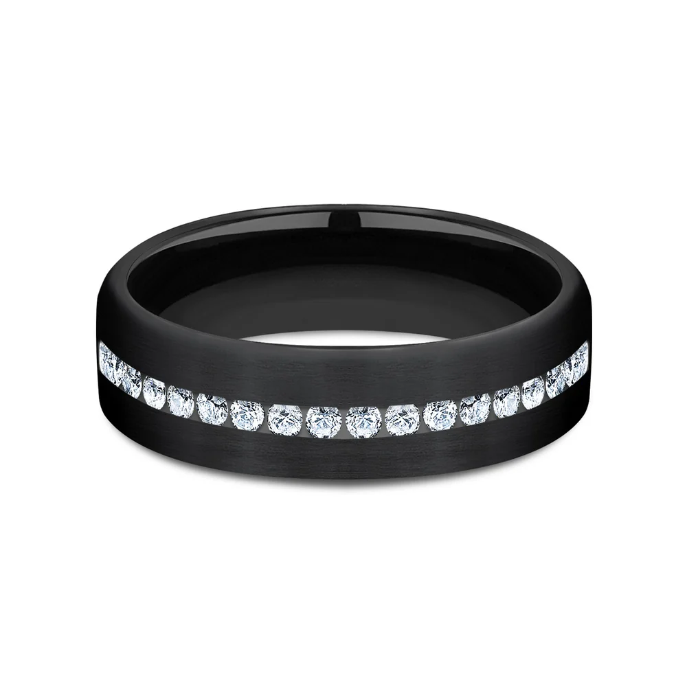The Abe Men's Wedding Band in Black Titanium - 6.5mm Width by Forge - Image 3
