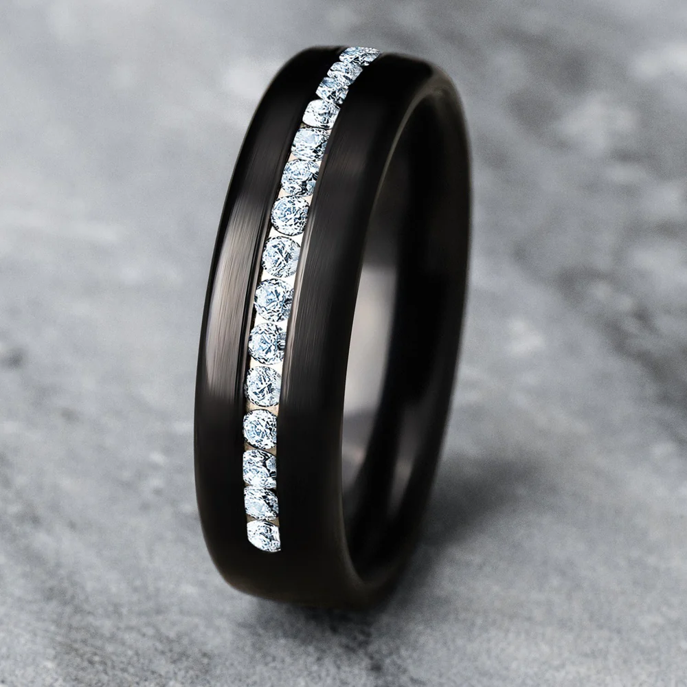 The Abe Men's Wedding Band in Black Titanium - 6.5mm Width by Forge - Image 4