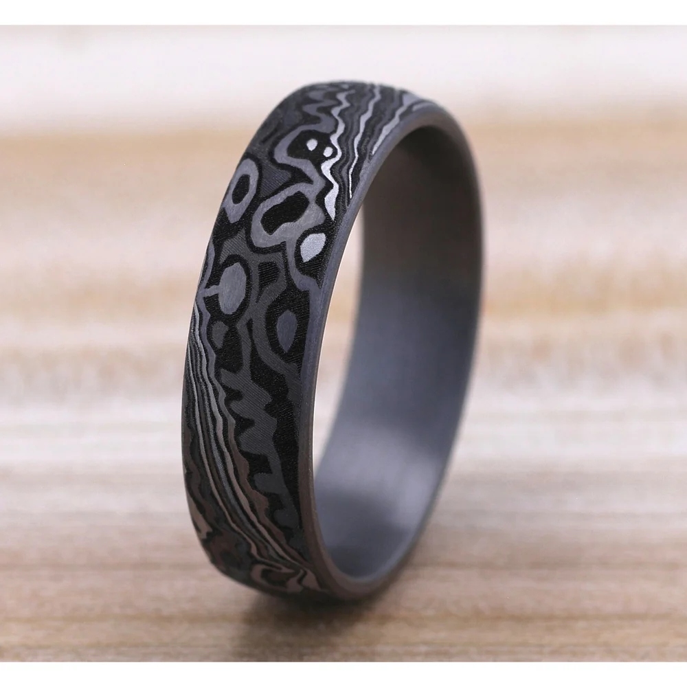 The Acid Etch Men's Wedding Band in Grey Tantalum - 6mm Width by Tantalum - Image 4