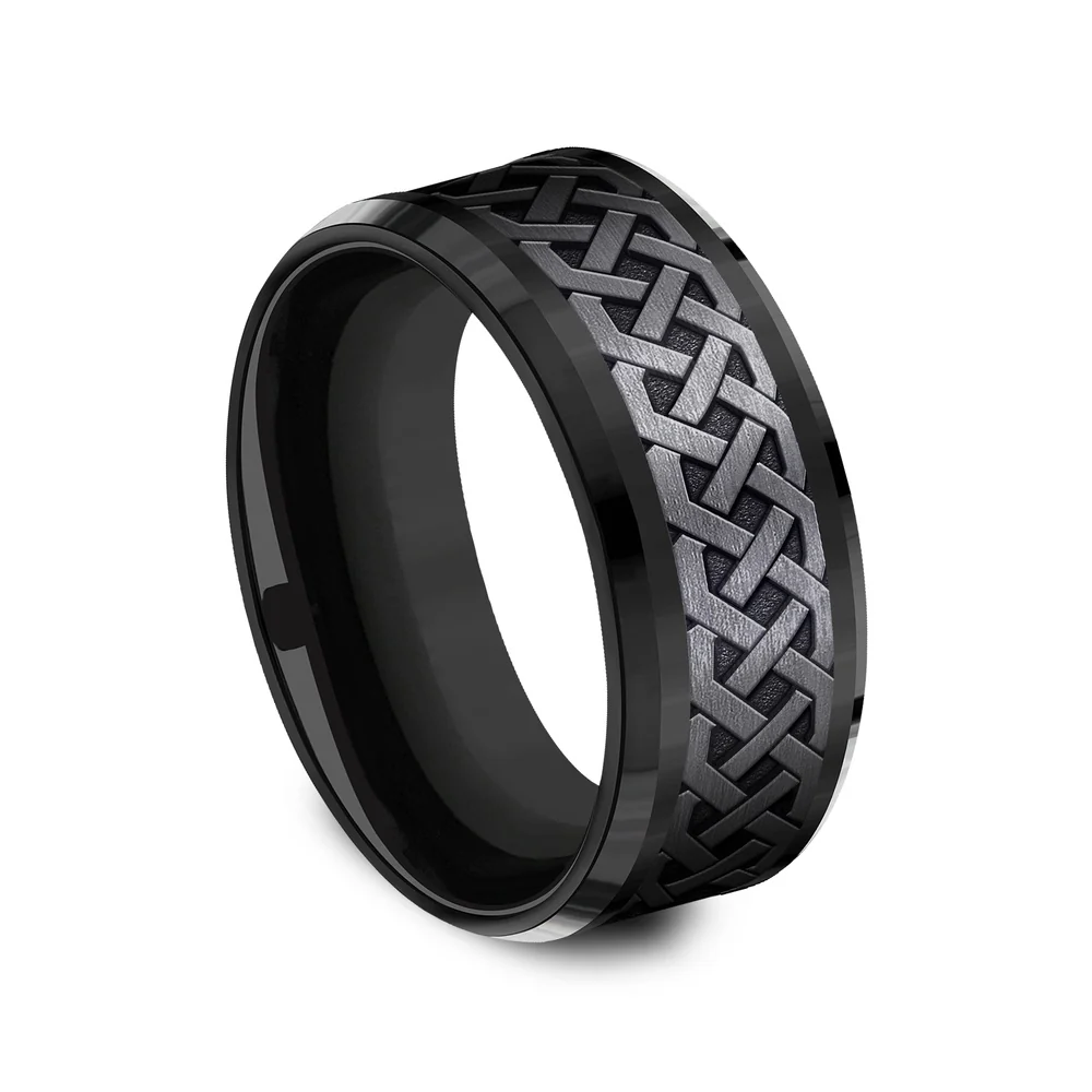 The Adare Men's Wedding Band in Black Titanium - 9mm Width by Forge - Image 2