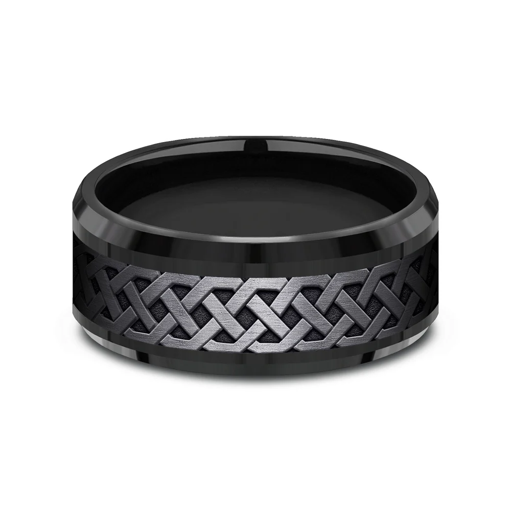 The Adare Men's Wedding Band in Black Titanium - 9mm Width by Forge - Image 3