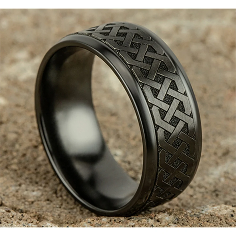 The Adare Men's Wedding Band in Black Titanium - 9mm Width by Forge - Image 4