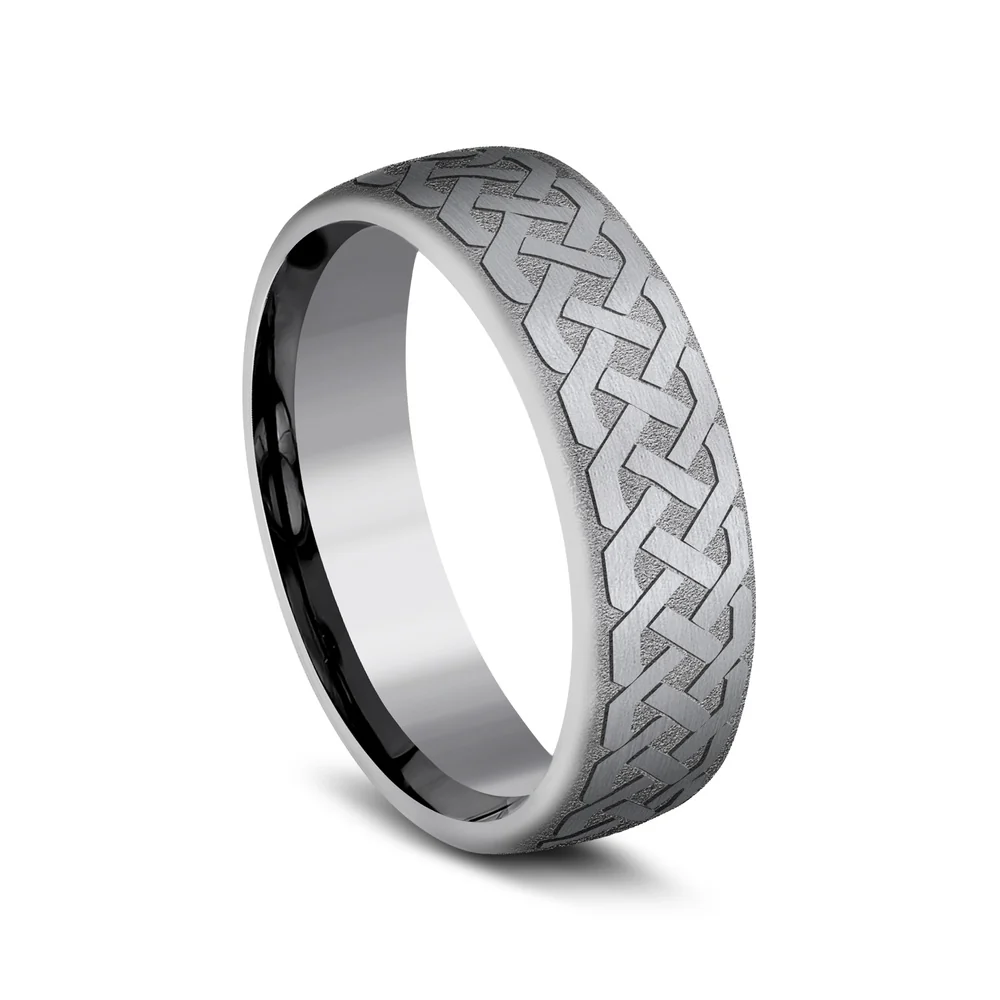 The Adare Men's Wedding Band in Grey Tantalum - 6.5mm Width by Tantalum - Image 2