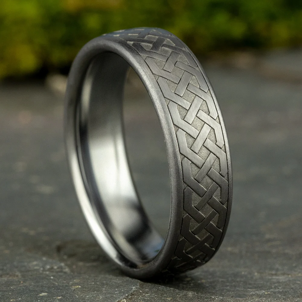 The Adare Men's Wedding Band in Grey Tantalum - 6.5mm Width by Tantalum - Image 4