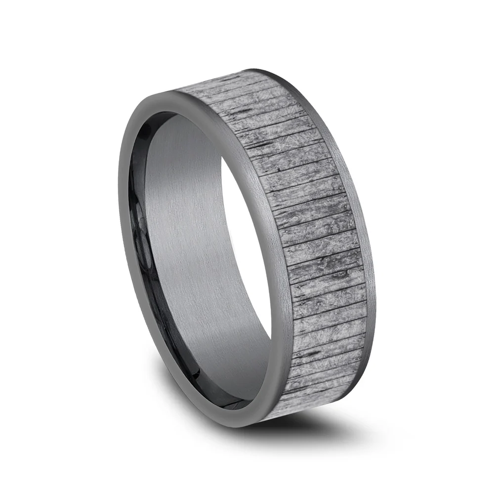 The Alder Men's Wedding Band in Grey Tantalum - 8mm Width by Tantalum - Image 2