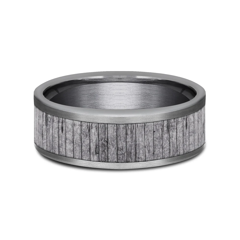 The Alder Men's Wedding Band in Grey Tantalum - 8mm Width by Tantalum - Image 3