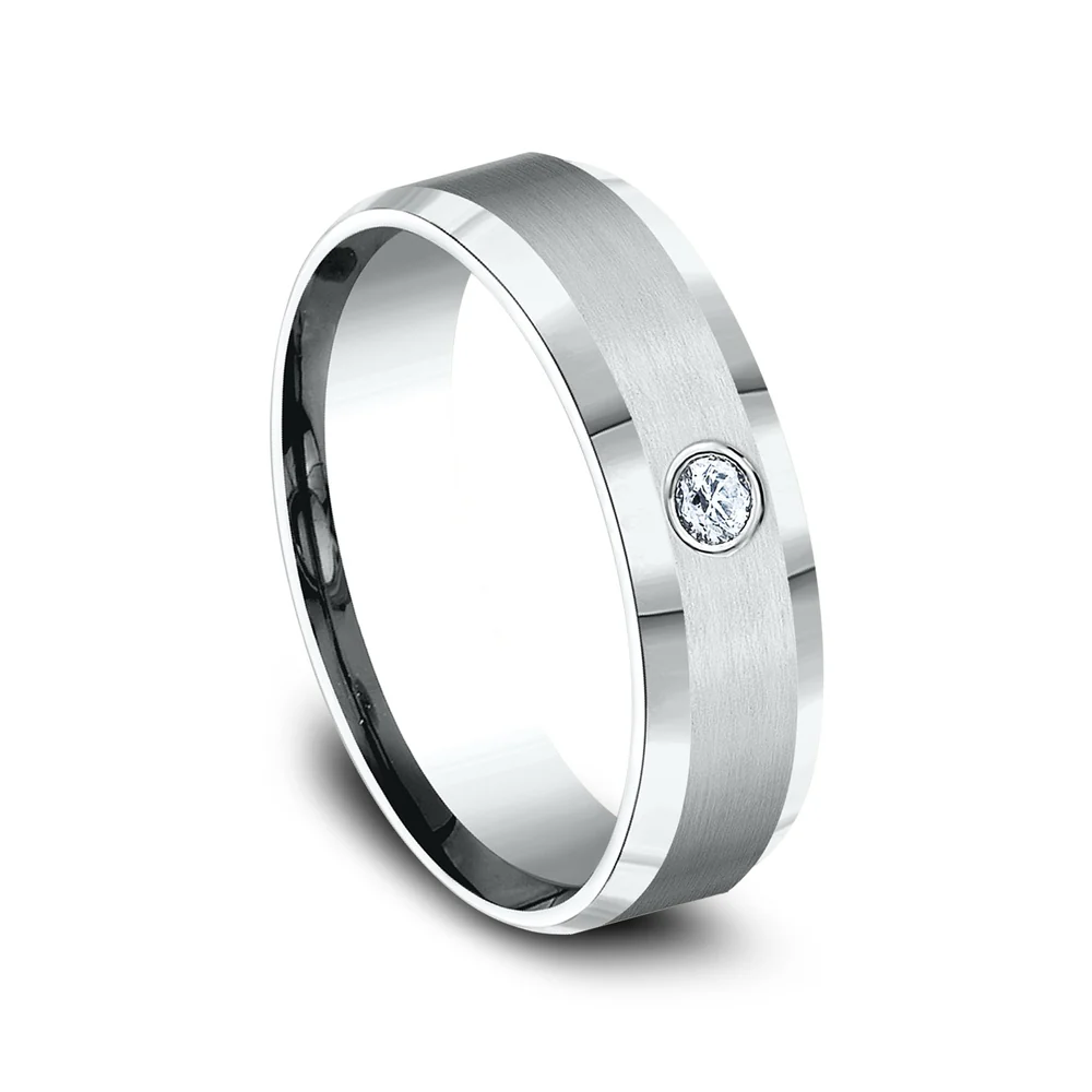 The Alexander Men's Wedding Band in 14K White Gold - 6mm Width by Benchmark - Image 2