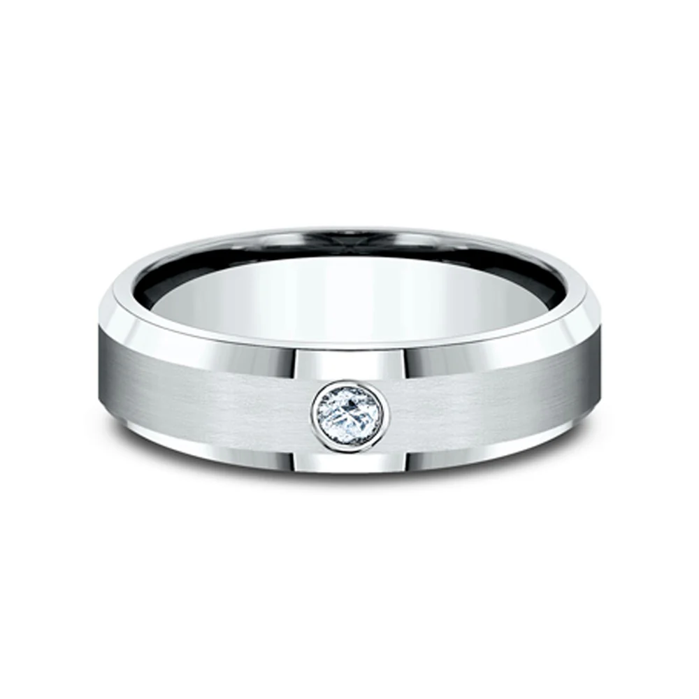 The Alexander Men's Wedding Band in 14K White Gold - 6mm Width by Benchmark - Image 3