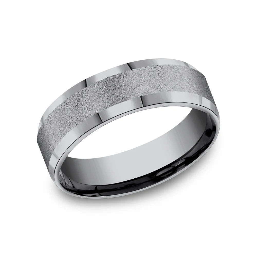 The Alpha Men's Wedding Band in Grey Tantalum - 7mm Width by Tantalum