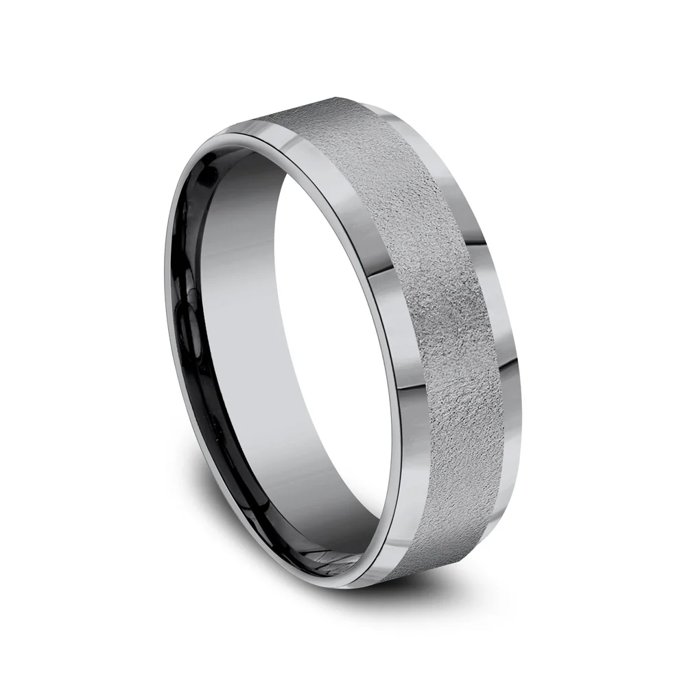 The Alpha Men's Wedding Band in Grey Tantalum - 7mm Width by Tantalum - Image 2