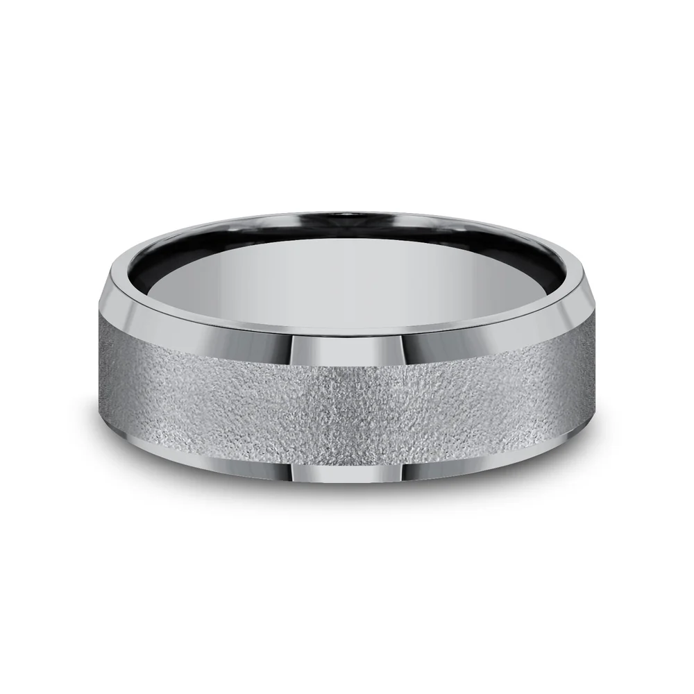 The Alpha Men's Wedding Band in Grey Tantalum - 7mm Width by Tantalum - Image 3