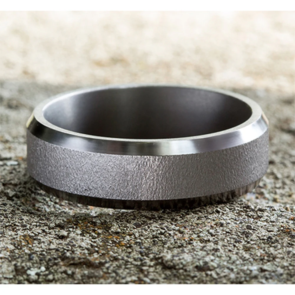 The Alpha Men's Wedding Band in Grey Tantalum - 7mm Width by Tantalum - Image 4