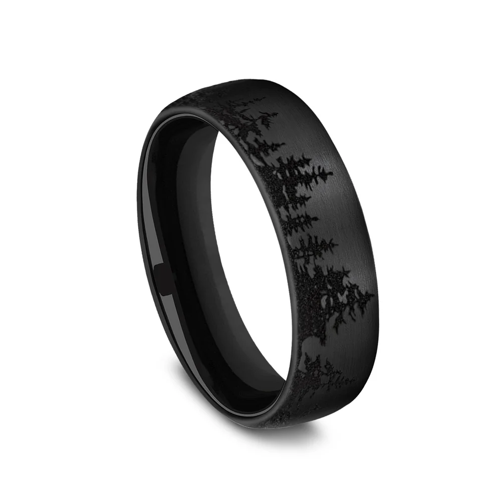 The Alpine Men's Wedding Band in Black Titanium - 6.5mm Width by Forge - Image 2